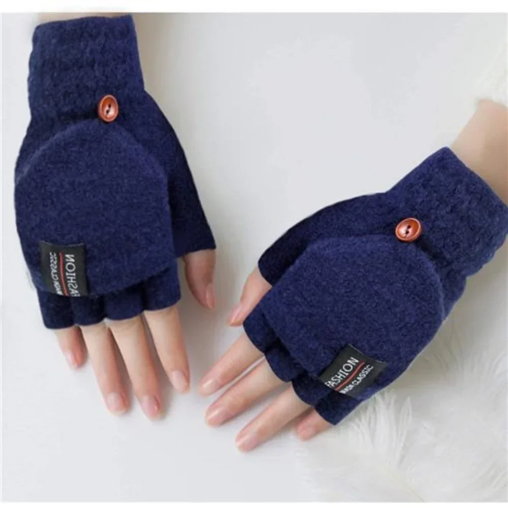 2 Pack Warm Knitted Convertible Mitten Fingerless Gloves for Women